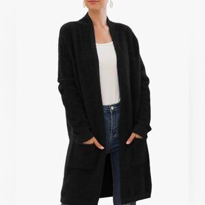 Qixing Open Front Knit Cardigan Long Sleeve Plush, Size Medium